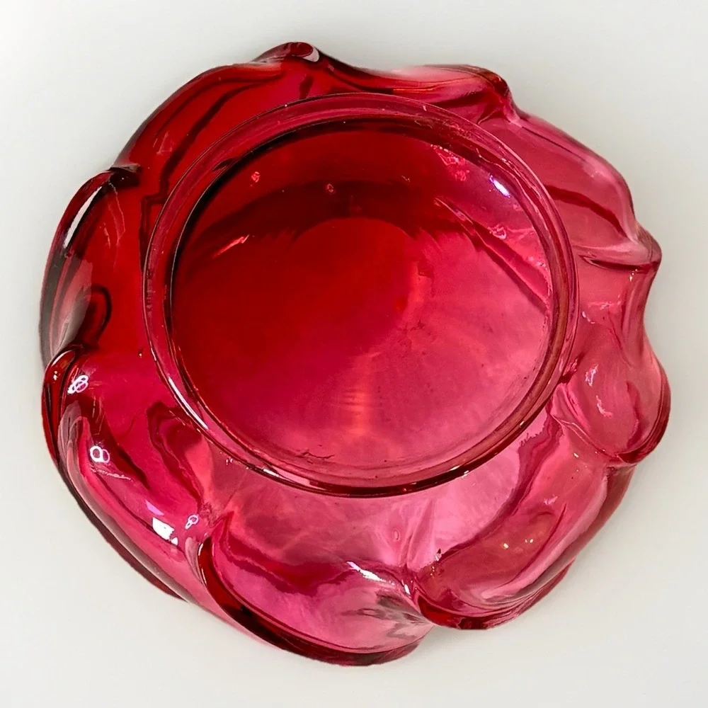 Fenton Art‎ Glass Wave Crest Candy Puff Cranberry 4 1/2